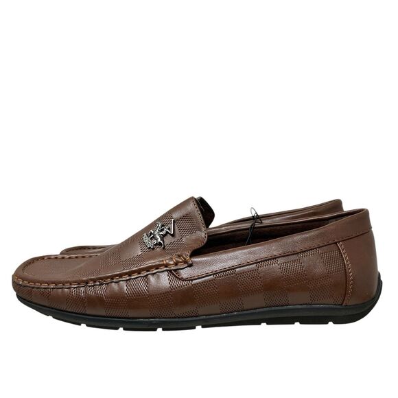 Beverly Hills Polo Club Loafers Mens 11 Brown Slip On Driving Shoes Checkered - Picture 7 of 13